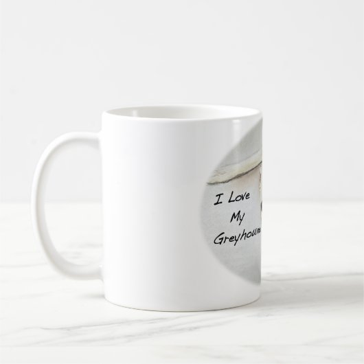 Mug "Je pastel d'art de chien aime mon lévrier" (Gauche)