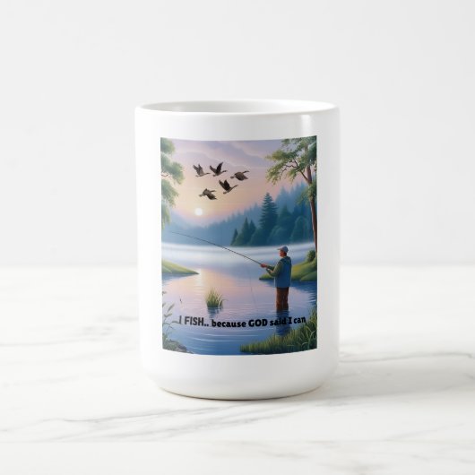 Mug Je Pêche Parce Que Dieu A Dit Que Je Peux - Pêche (Centre)