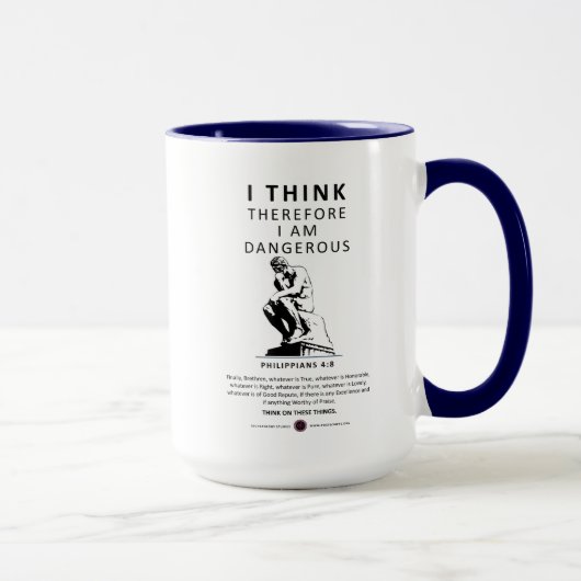 Mug Je pense donc que je suis dangereux (Droite)