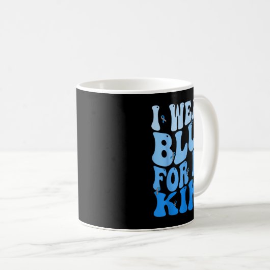 Mug Je Porte Du Bleu Pour Mon Kiki Blue Ribbon Diabete (Devant droit)