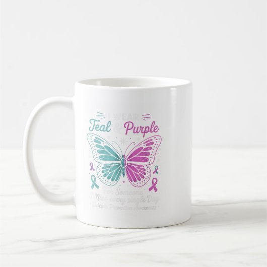 Mug Je Porte le & Turquoise; Purple Suicide Prevent (Gauche)