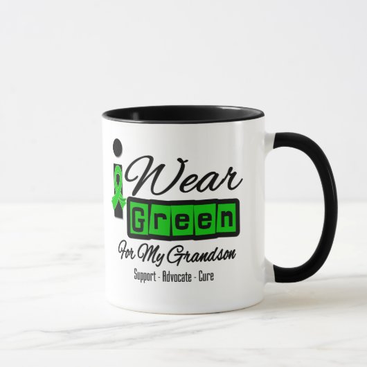 Mug Je porte le petit-fils vert de ruban (rétro) - (Droite)