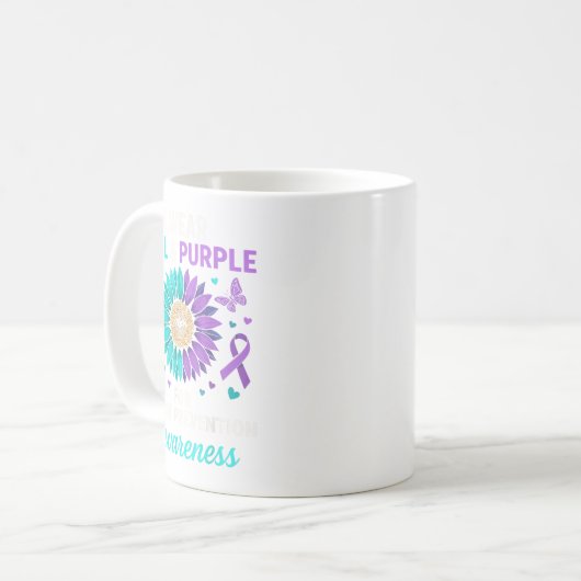 Mug Je Porte Turquoise & Purple Pour La Prévention (Devant gauche)