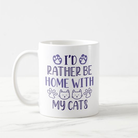 Mug Je préfère être à la maison avec mes chats (Gauche)