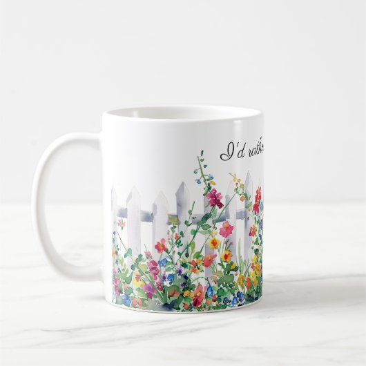 Mug Je préfère être jardinage, clôture et fleurs (Gauche)