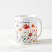 Mug Je préfère jardiner des fleurs d'aquarelle (Devant droit)