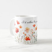 Mug Je préfère jardiner des fleurs d'aquarelle (Devant gauche)