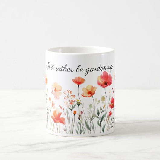 Mug Je préfère jardiner des fleurs d'aquarelle (Centre)