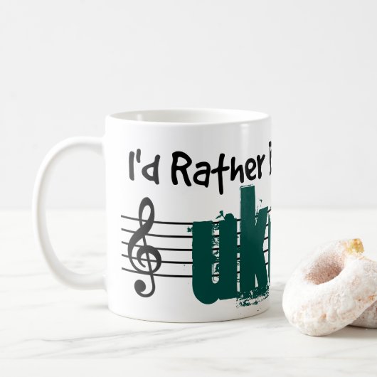 Mug Je préfère jouer à mon Ukulele (Avec donut)