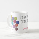 Mug Je préférerais être au crochet, votre nom, boules  (Devant gauche)