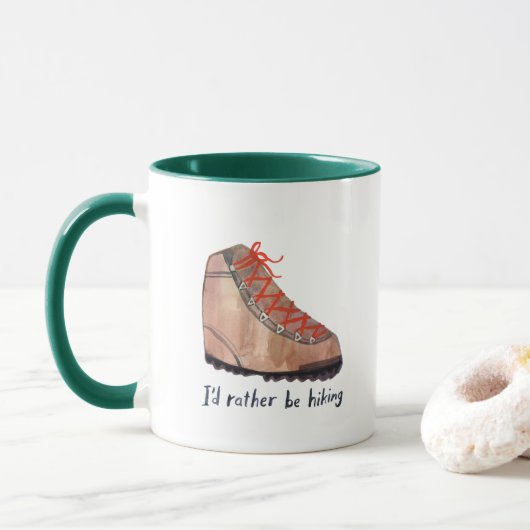 Mug Je préférerais être randonnée aquarelle (Avec donut)