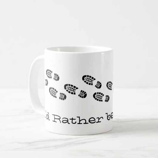 Mug Je Préférerais Être Randonnées Boots Black White F (Devant gauche)