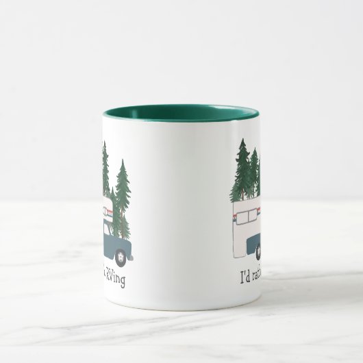 Mug Je préférerais être RVing Retro Camper Tree CUSTOM (Centre)