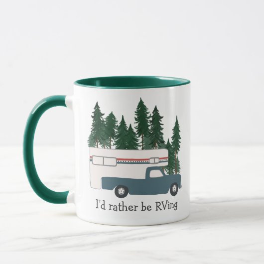 Mug Je préférerais être RVing Retro Camper Tree CUSTOM (Gauche)