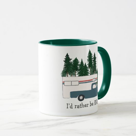 Mug Je préférerais être RVing Retro Camper Tree CUSTOM (Devant droit)