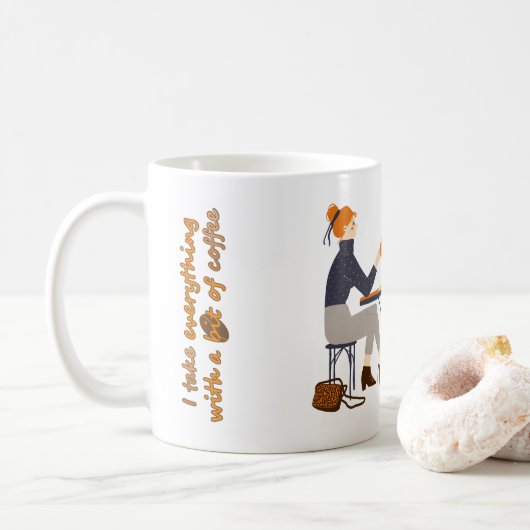 Mug Je prends tout avec café Citation Filles Amis (Avec donut)
