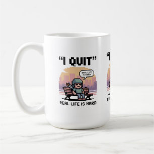 Mug "Je Quitte — La Vie Réelle Est Dure" Amusant Gamer