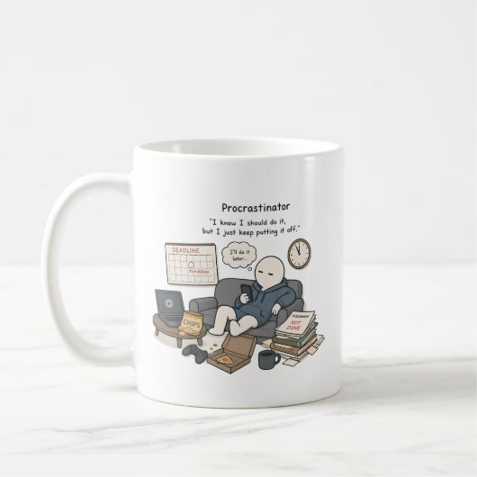 Mug Je remets à plus tard Je sais que je devrais Meme (Gauche)