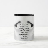 Mug Je serais à la retraite ! Ajouter un nom Message, (Centre)