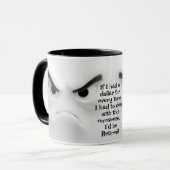 Mug Je serais à la retraite ! Ajouter un nom Message, (Devant gauche)