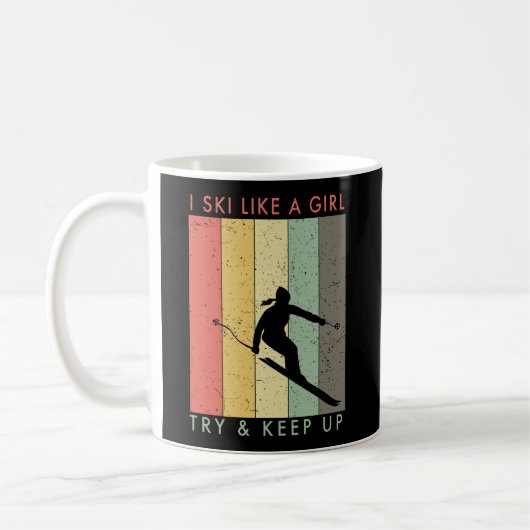 Mug Je Skie Comme Une Fille - Essayer De Rester Rétro (Gauche)