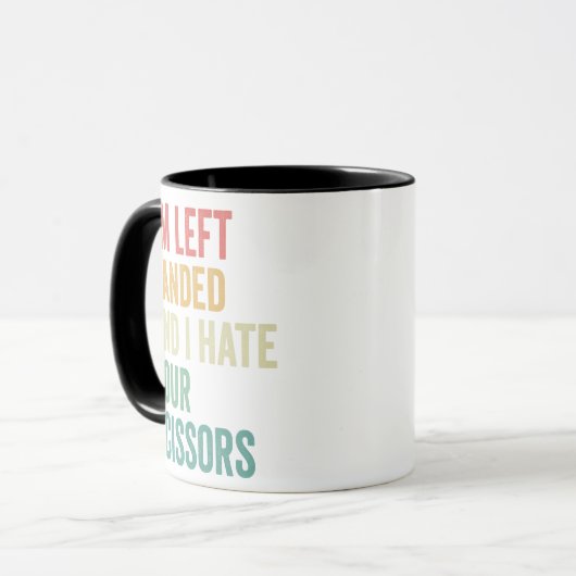 Mug Je suis à gauche et je vous déteste Ciseaux Drôle (Devant gauche)