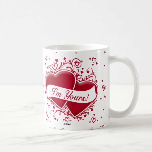 Mug Je suis à vous ! Cœurs rouges (Droite)