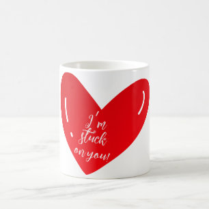 Mug Je suis accroché à toi message sur une forme de cœ