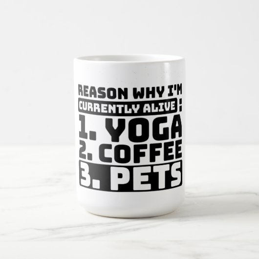 Mug Je suis actuellement Vivant Yoga, Café, Animaux (Centre)