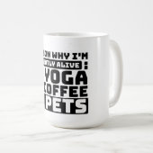 Mug Je suis actuellement Vivant Yoga, Café, Animaux (Devant droit)
