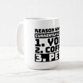 Mug Je suis actuellement Vivant Yoga, Café, Animaux (Devant gauche)