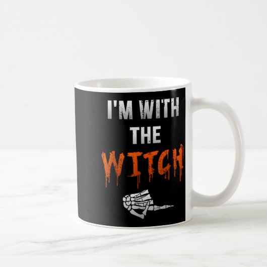 Mug Je suis avec la main de squelette de sorcière drôl (Droite)