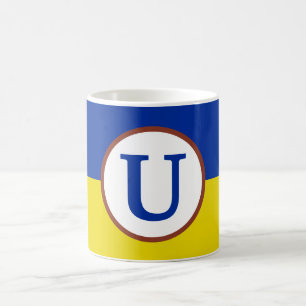 Mug Je suis avec l'Ukraine bleu et jaune drapeau monog
