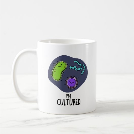 Mug Je suis Culturé Funny Bacteria Pun (Gauche)