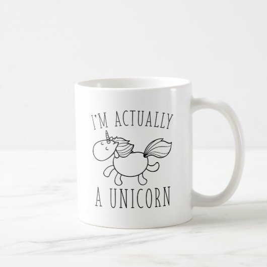 Mug Je suis en fait une licorne (Droite)