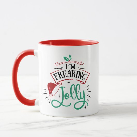 Mug Je suis Freaking Jolly | Funny Festif Snark de Noë (Gauche)