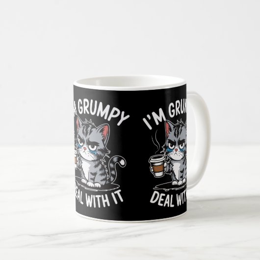 Mug Je suis Grumpy Deal With It Chats Propriétaires Ch (Devant droit)