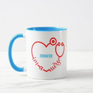 Mug Je suis Infirmière Stethoscope Coeur Personnalisé 