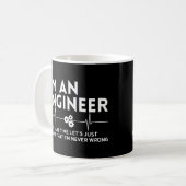 Mug Je suis ingénieur pour gagner du temps, supposons  (Devant gauche)
