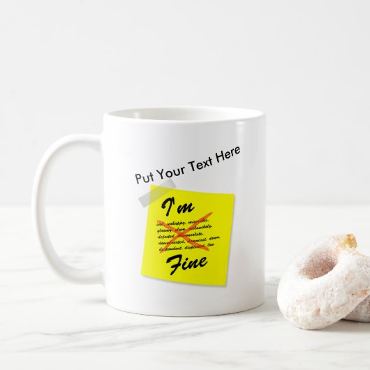 Mug Je suis note de post-it fine (Avec donut)