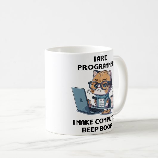 Mug Je suis programmeur Cat Beep Boop chat Programmeur (Devant droit)