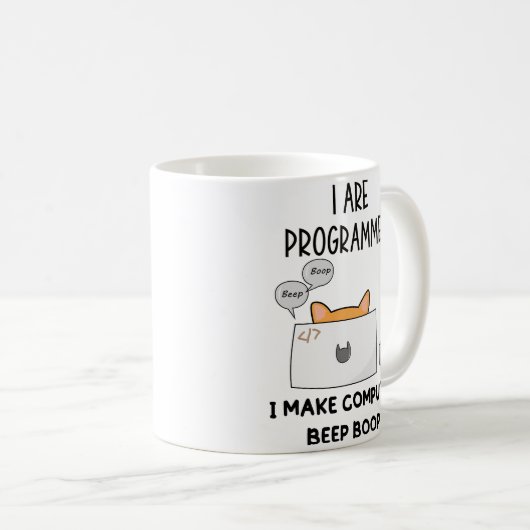 Mug Je suis programmeur Cat Beep Boop chat Programmeur (Devant droit)