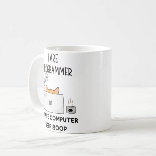 Mug Je suis programmeur Cat Beep Boop chat Programmeur (Devant gauche)
