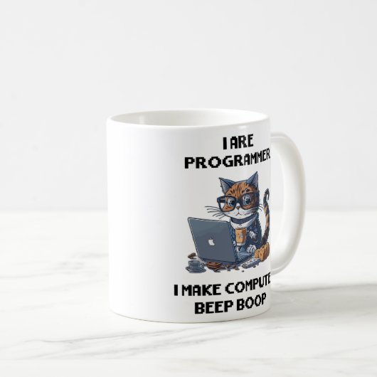 Mug Je suis programmeur Cat Beep Boop chat Programmeur (Devant droit)