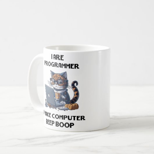 Mug Je suis programmeur Cat Beep Boop chat Programmeur (Devant gauche)