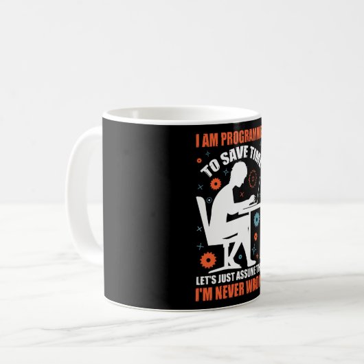 Mug Je suis programmeur pour gagner du temps (Devant gauche)