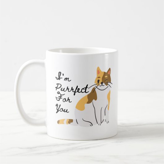 Mug Je suis Purr-fect (Parfait) Pour vous - Calico Cat (Gauche)