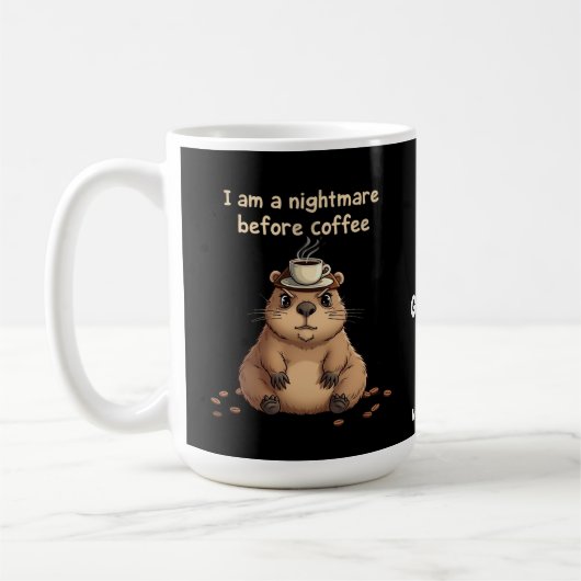 Mug Je suis un cauchemar avant le café, la devise des (Gauche)