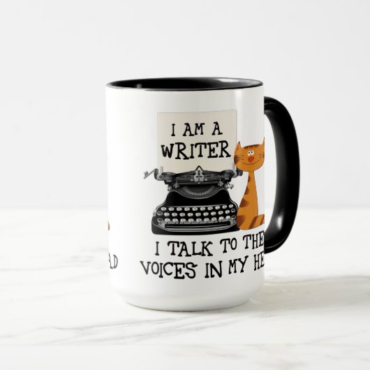 Mug Je suis un écrivain je parle à voix dans ma tête (Devant droit)