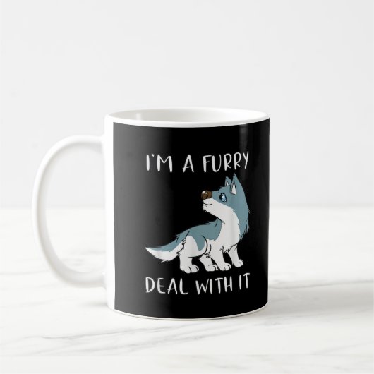 Mug Je suis un furry, fais avec, c'est mignon fandom f (Gauche)